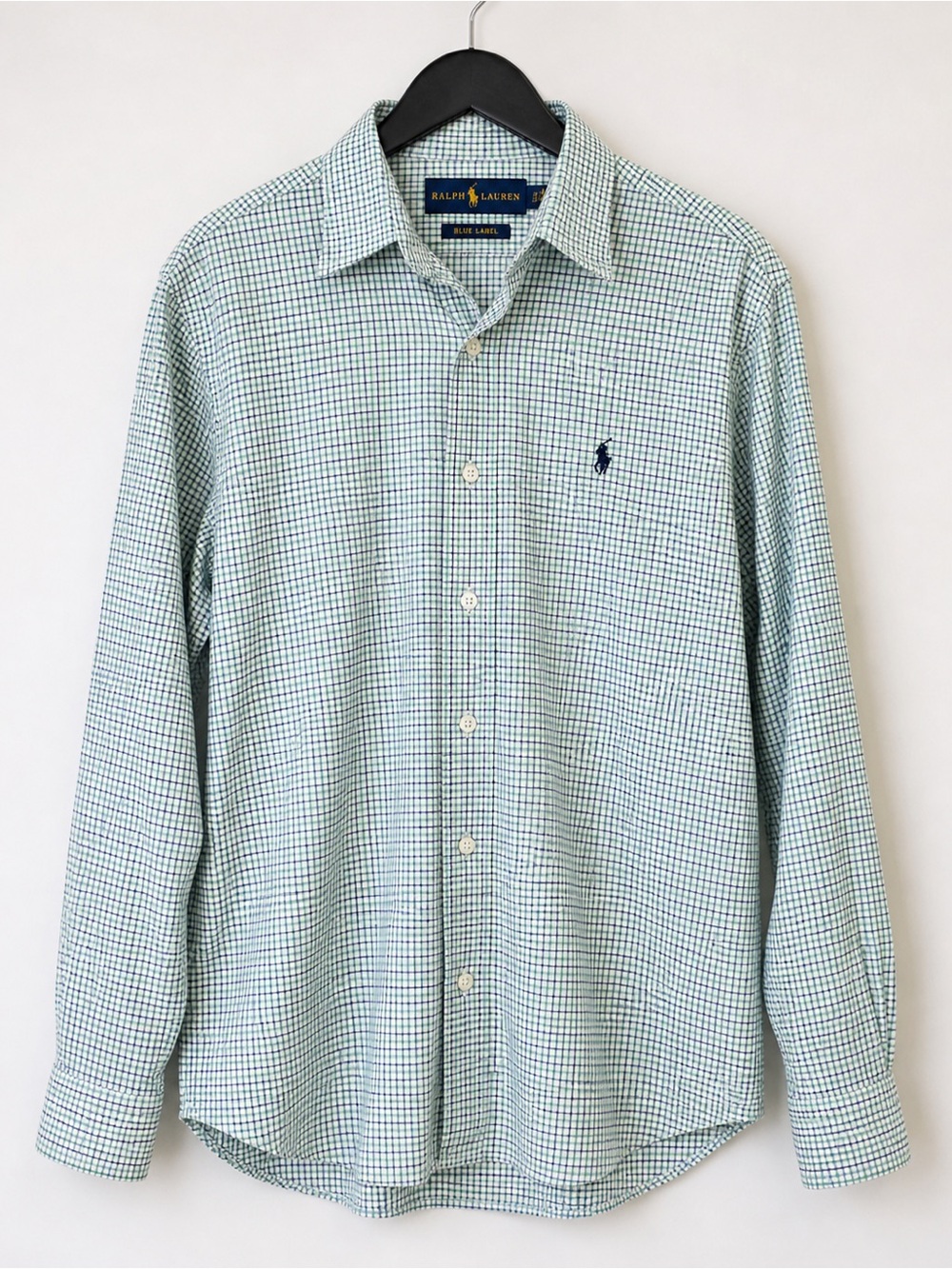 Ralph Lauren Blue Label Check Button Down Shirt Men’s 15.5 Cotton Small Plaid